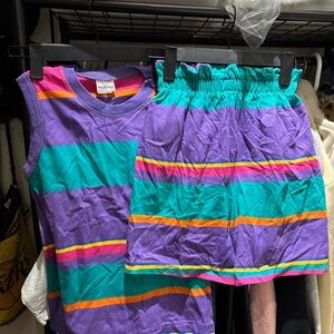 Colorful Striped Tank and Shorts Set